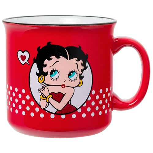 Silver Buffalo Betty Boop Vintage Polka Dots, Ceramic Camper Mug, 20 oz