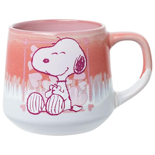 Silver Buffalo Peanuts Snoopy Hearts Love, Reactive Glaze Pottery Mug, 18 oz