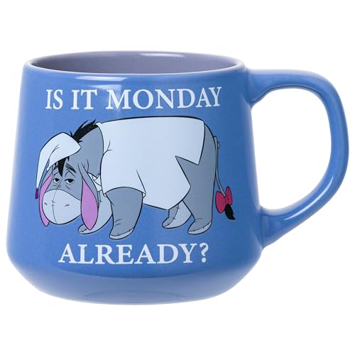 Silver Buffalo Winnie the Pooh Eeyore, Wax Resist Ceramic Pottery Mug, 18 oz