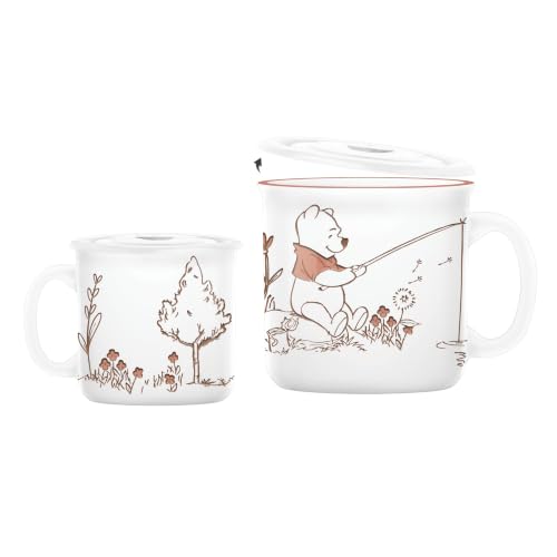 Silver Buffalo Disney Winnie the Pooh Ceramic Soup Mug with Lid, 24 oz