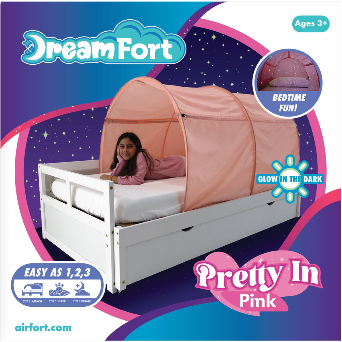 AirFort DreamFort with Glow-in-the-Dark Stars – Twin / Pretty In Pink