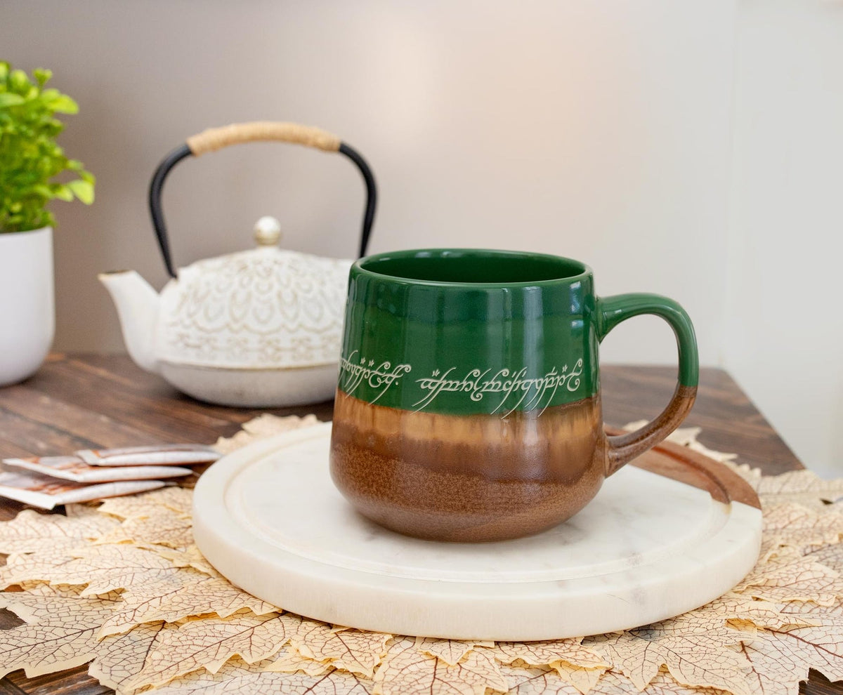 Silver Buffalo The Lord of the Rings Elven Text Reactive Glaze Pottery Mug, 14 oz — alternate view