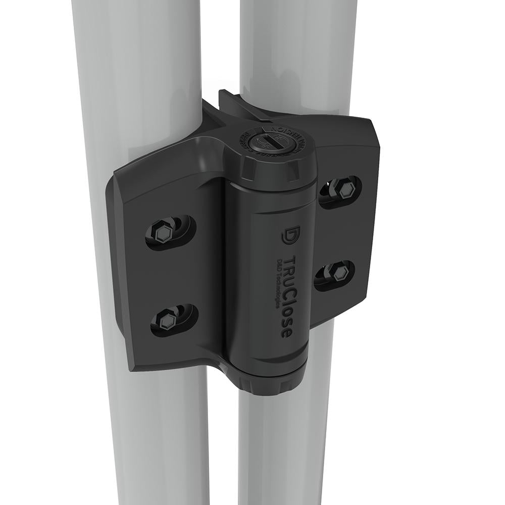 D&D Technologies TruClose Heavy Duty Round Post Gate Hinges, Black, 2-Pack