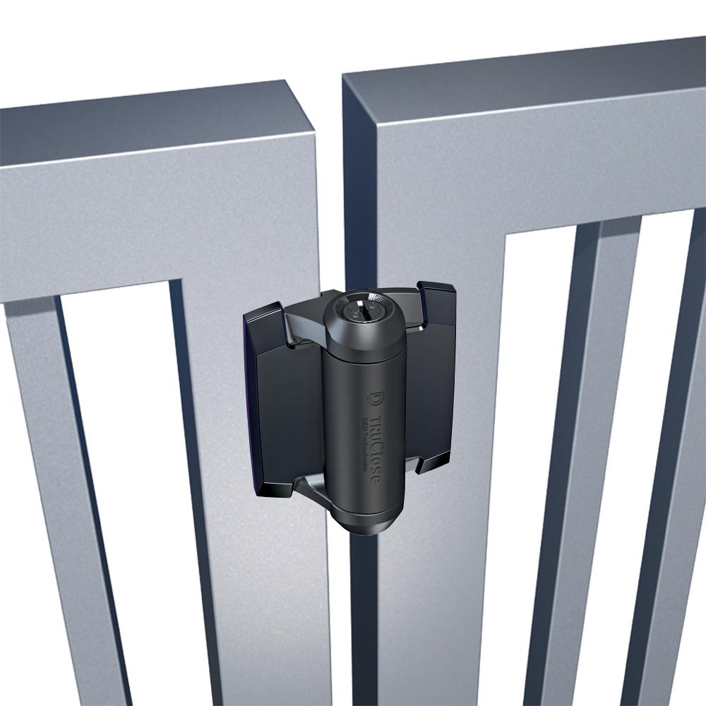 D&D Technologies TruClose Regular Self-Closing Hinges for Metal Gates, Black, Pair