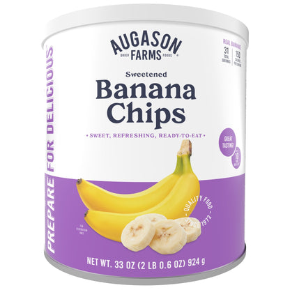 Augason Farms Sweetened Banana Chips Can, 33 oz