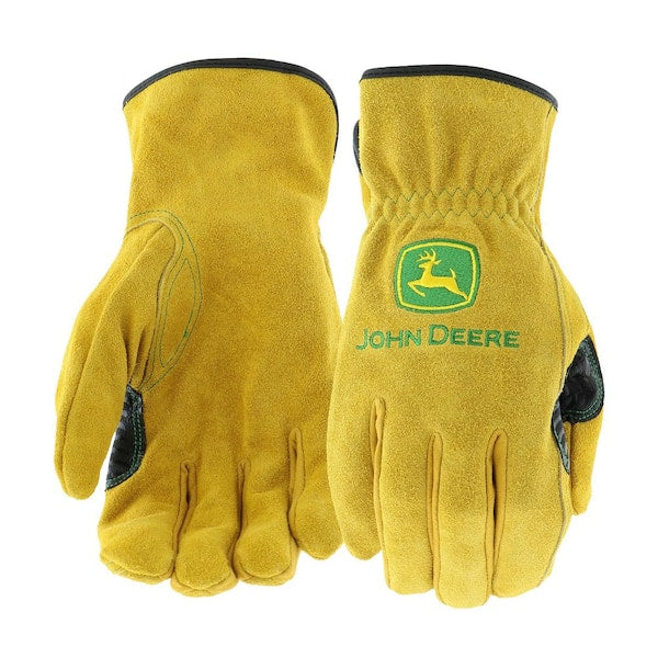 John Deere Split Cowhide Leather Work Gloves, Large