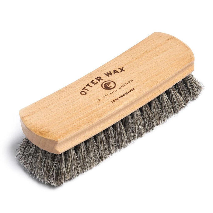 Otter Wax Premium Horsehair Shoe Brush with birch handle