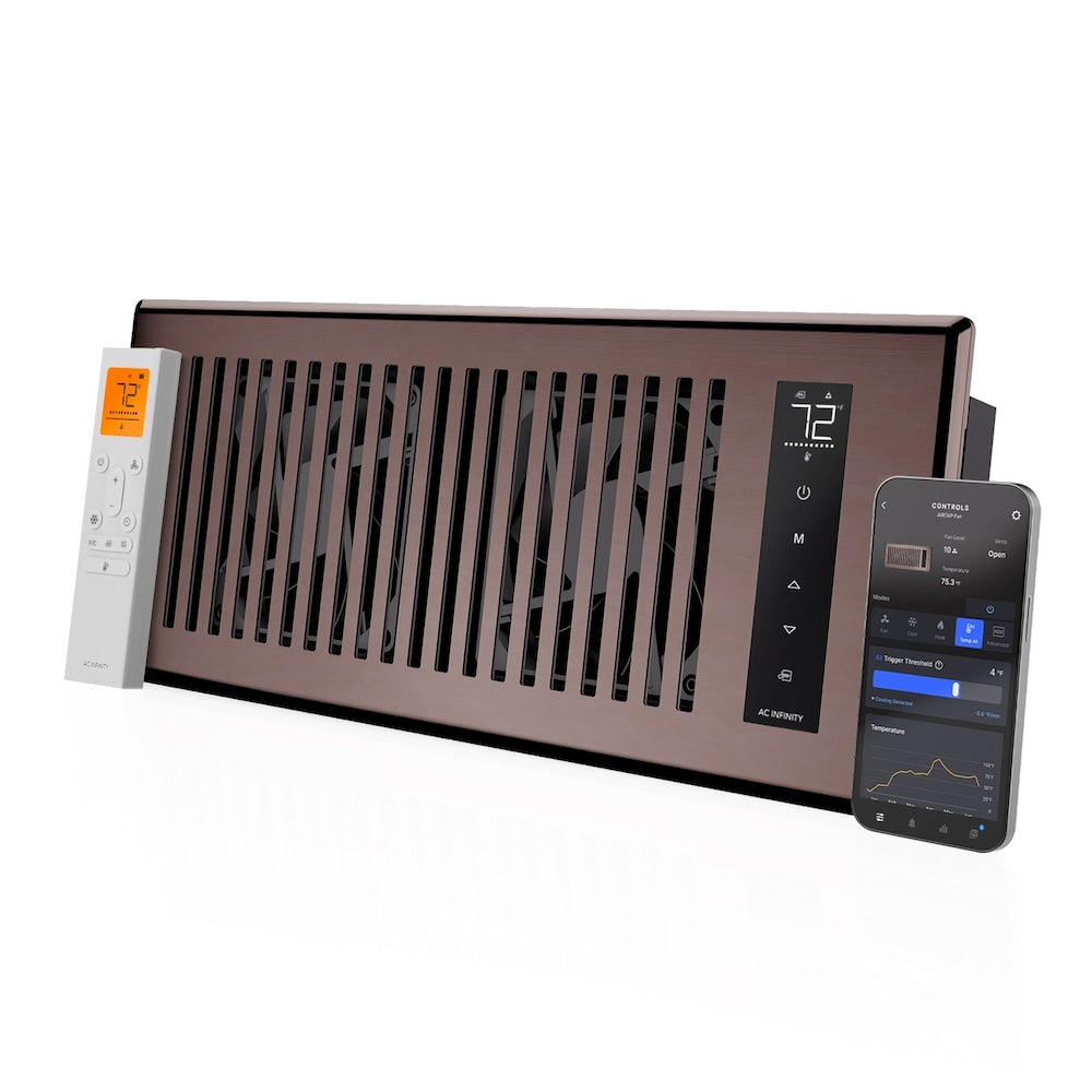AC Infinity AIRTAP T4 Smart Register Booster Fan, Bronze, 4 x 12 in.