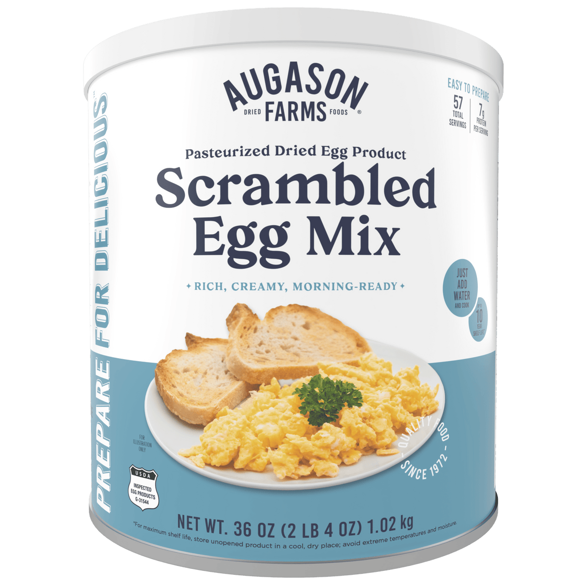 Augason Farms Pasteurized Scrambled Egg Mix Can, 36 oz