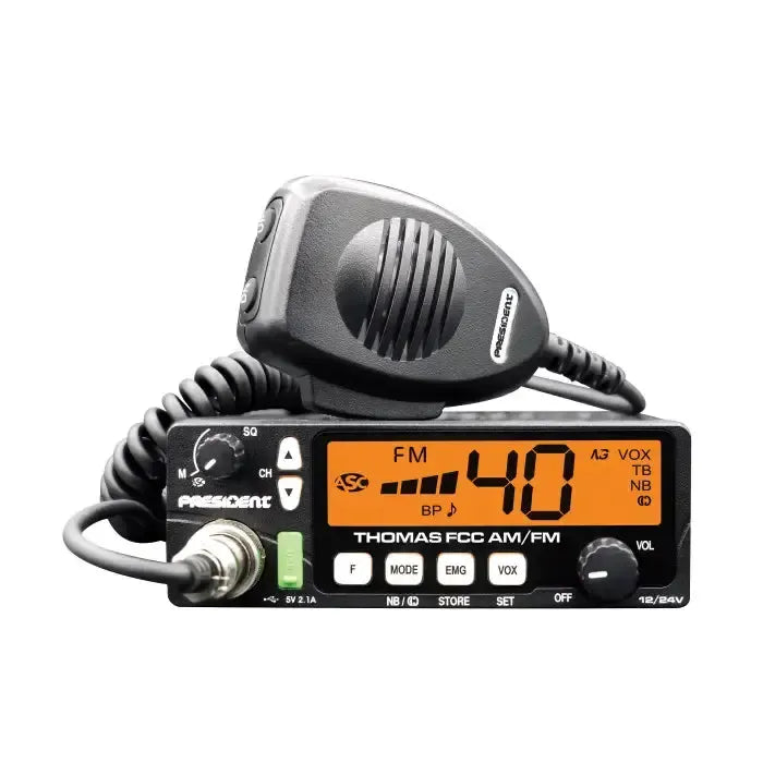 President Thomas FCC 40-Channel AM/FM CB Radio, 12/24V