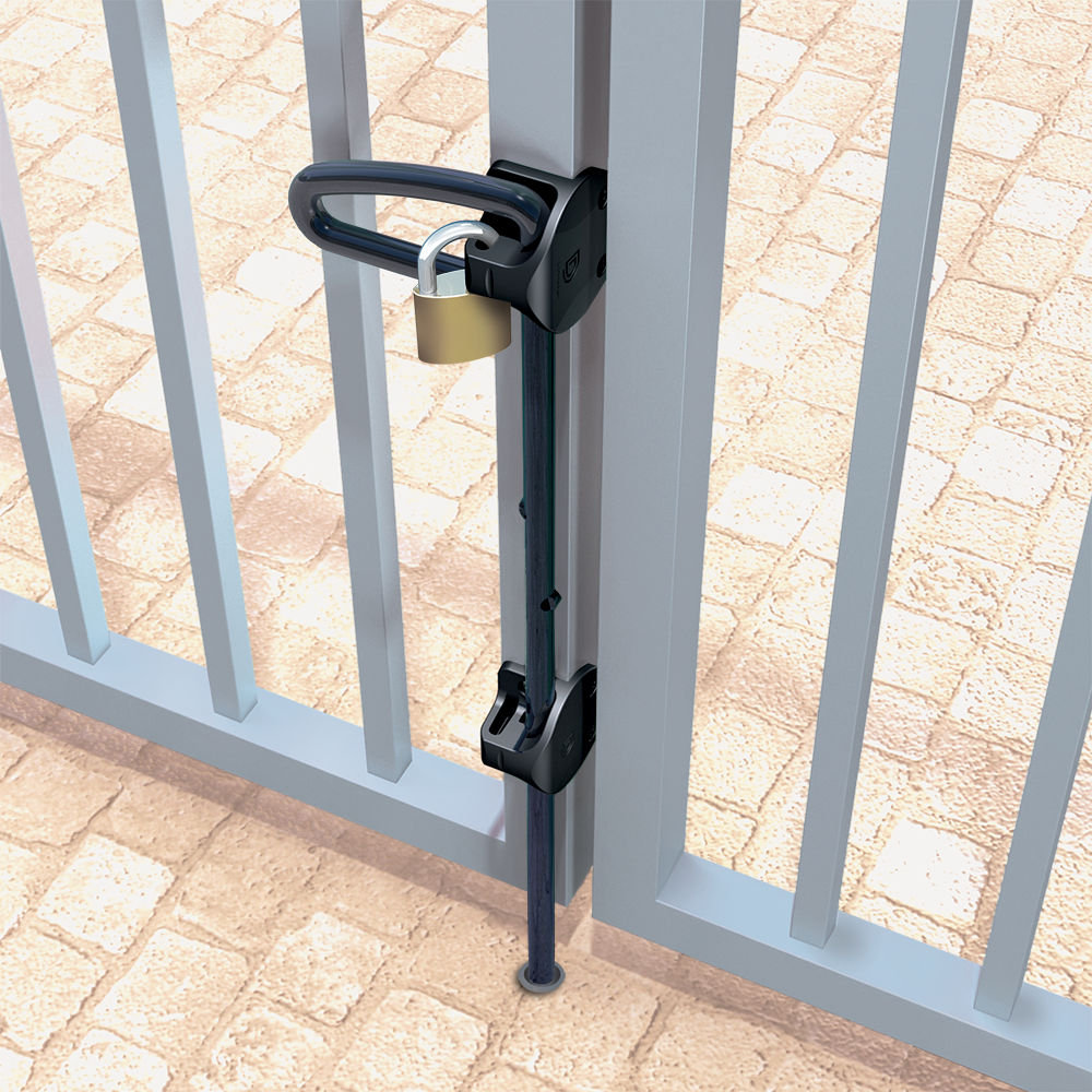 D&D Technologies Q-Bolt Padlockable Drop Bolt for Metal Gates, Black, 24 in