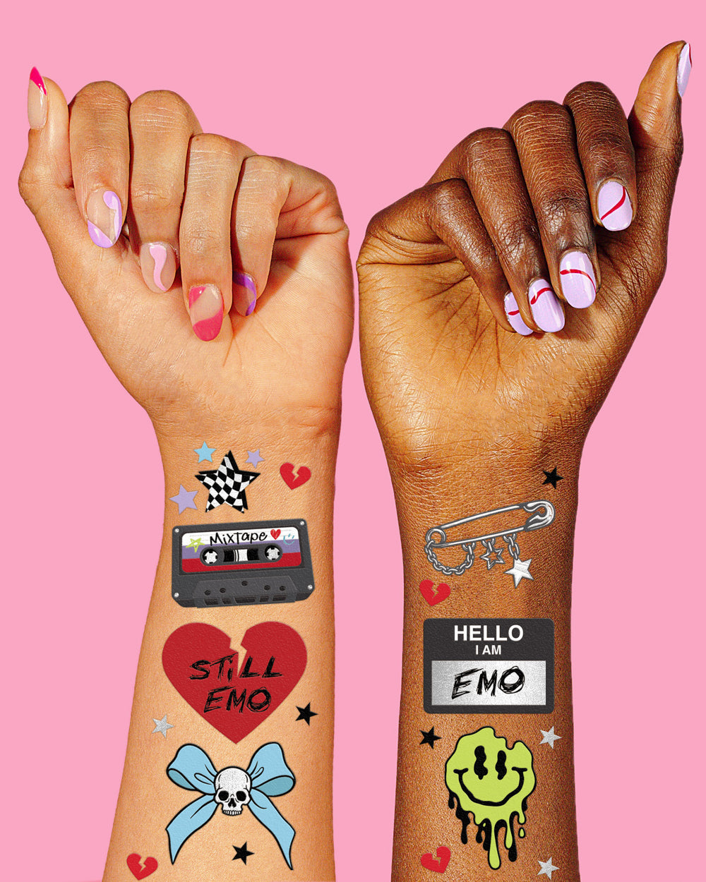 xo, Fetti Emo Tattoos - 54 foil temporary tattoos