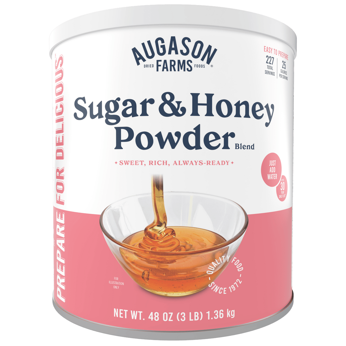 Augason Farms Sugar & Honey Powder Blend Can, 48 oz